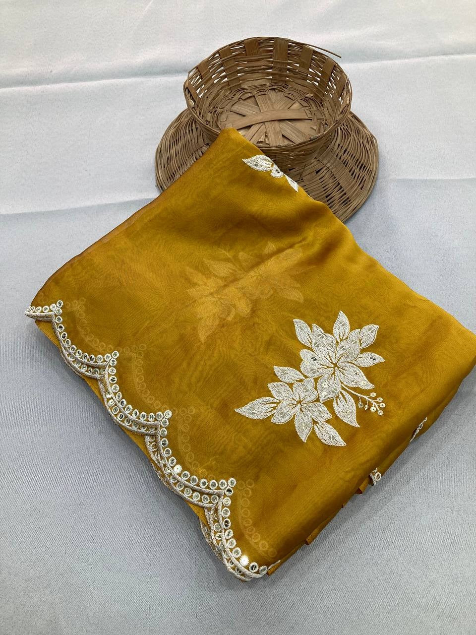 Organza unstitched suit set, sample photograph